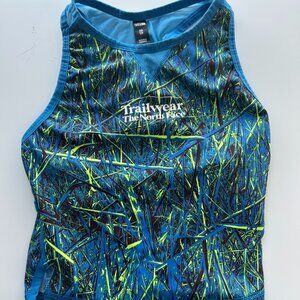 North Face Trailwear Bra Tank - Super Sonic Blue Field Texture Print